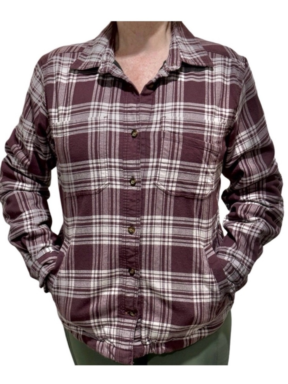 Carhartt Rugged Flex Fleece Lined Plaid Jacket Women’s XS Rich Burgundy